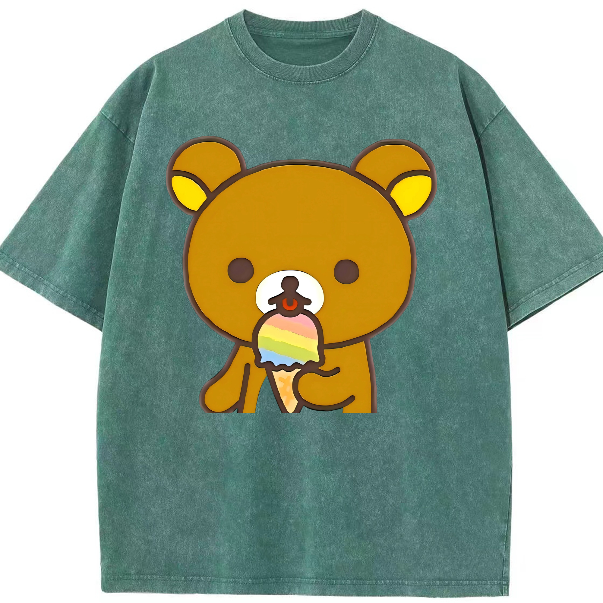 （画像用） リラックマ リラックマ キイロイトリ Rilakkuma Korilakkuma Kiiroitori 綿100% ヴィンテージ風 半袖Tシャツ（フロントプリント）